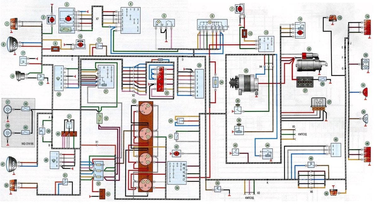 Электрическая схема УАЗ фермер инжектор 409