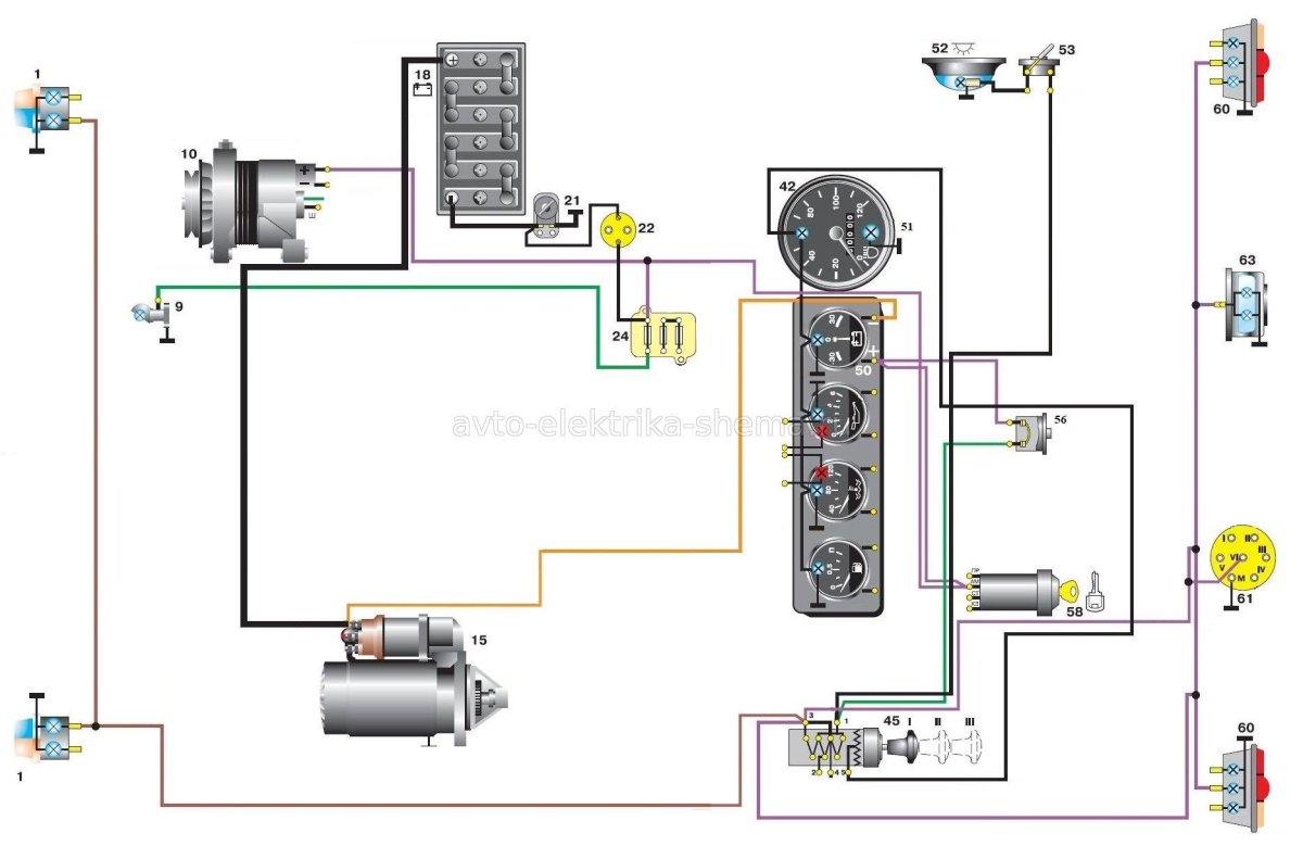 Схема электропроводки УАЗ 31512