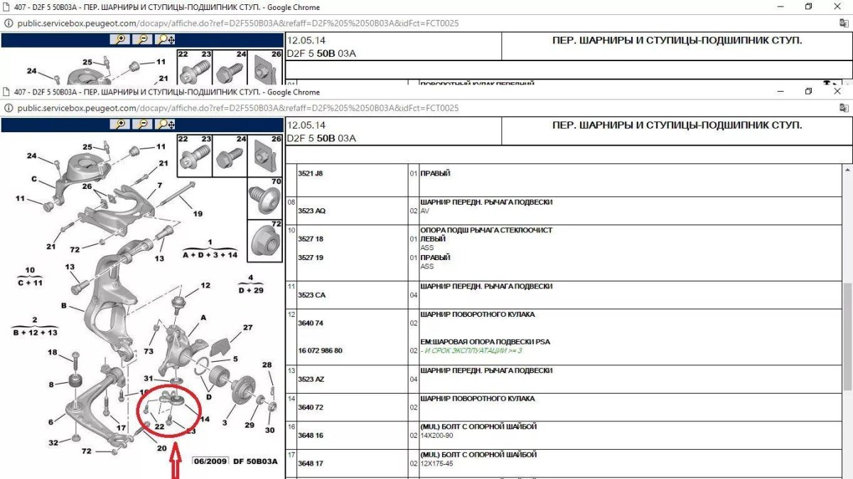 Сайлентблоки передней подвески Пежо 407 артикулы
