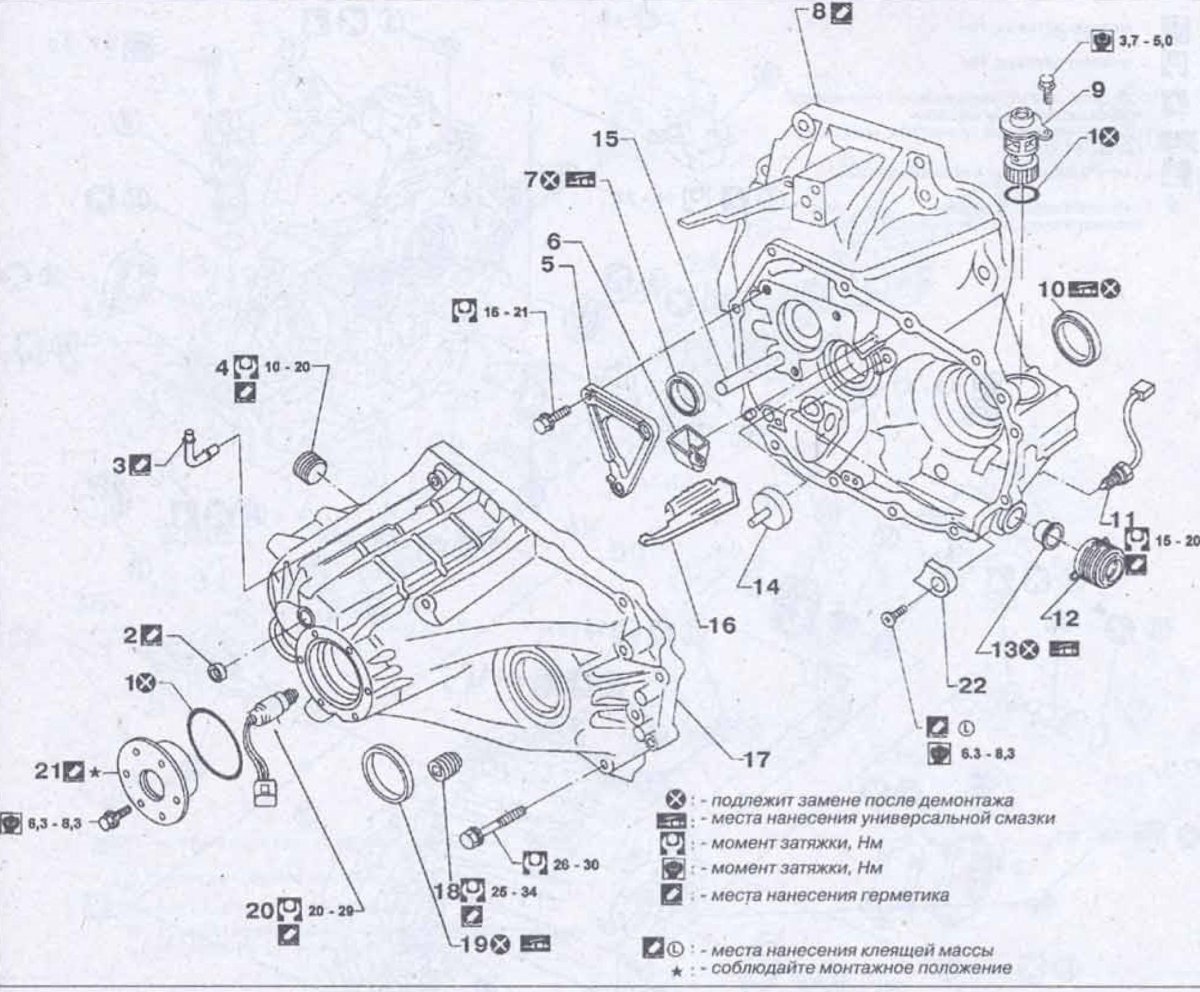 Коробка передач механика схема Ниссан примера п 12 имена деталей