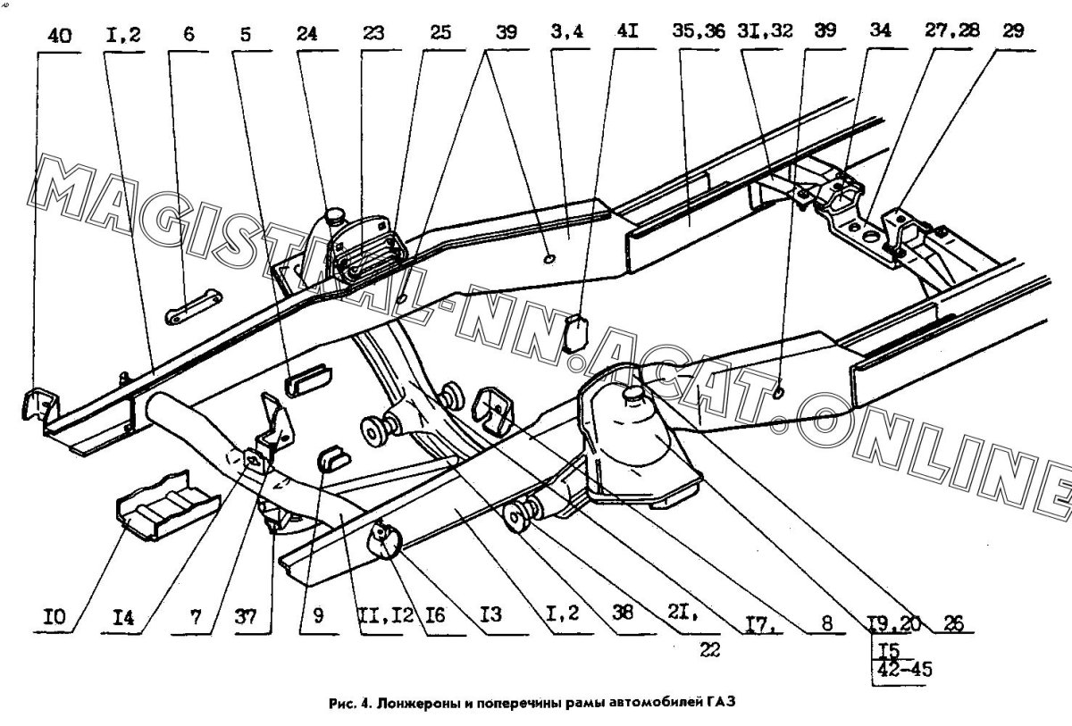 Поперечина рамы Газель 3302 схема