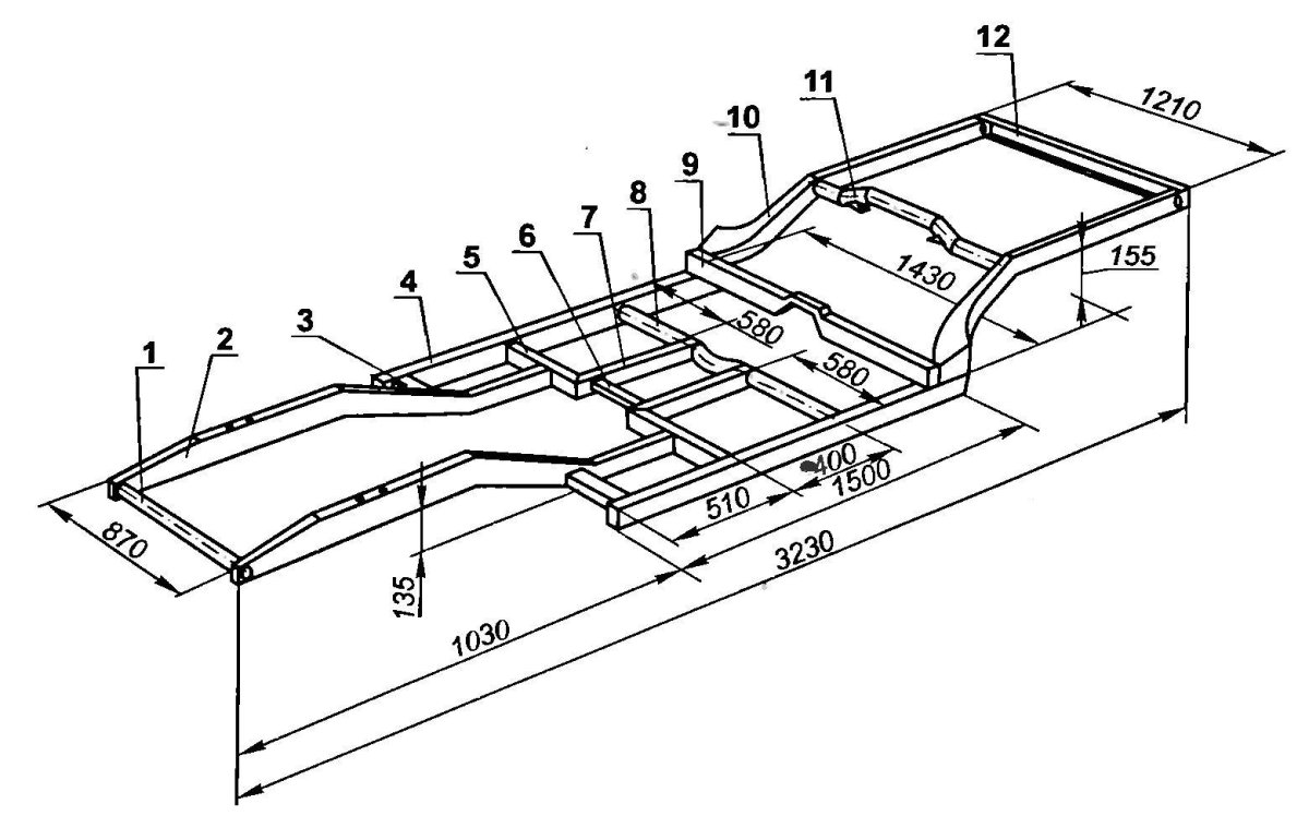 Рама для Нивы 2121 чертеж