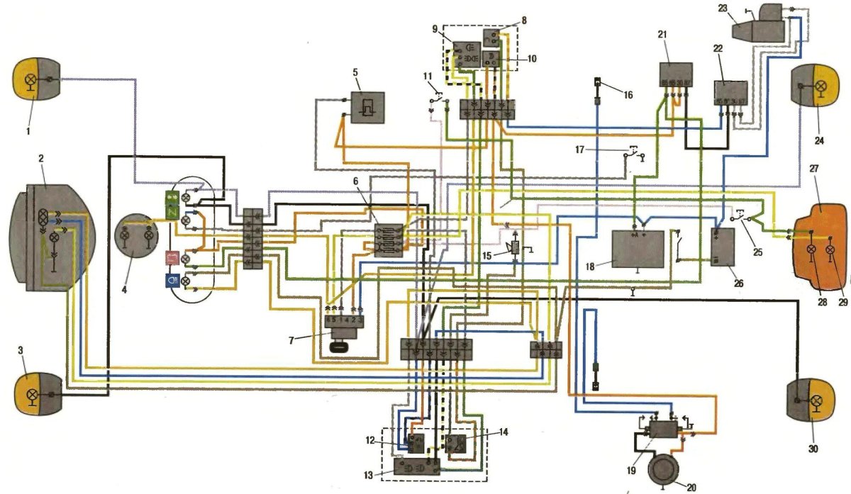 Мотоцикл Урал схема электрооборудования 12в имз8103