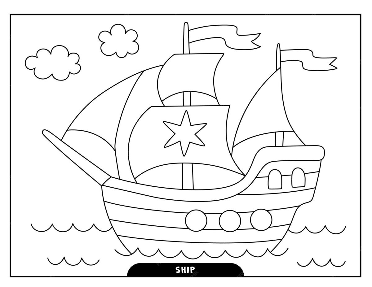 Раскраска кораблик для детей 3-4 лет