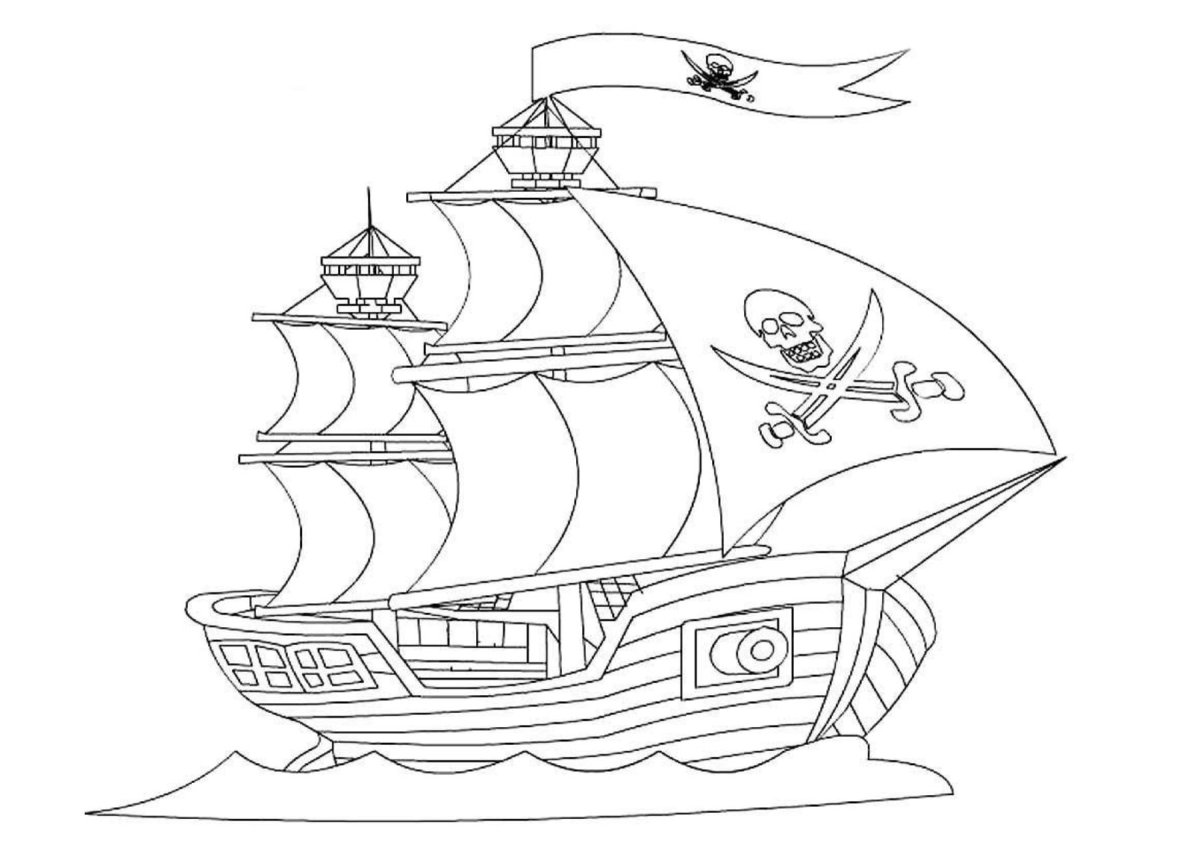 Корабль раскраска для детей