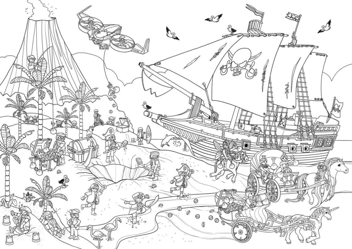 Раскраска пираты Карибского моря черная Жемчужина