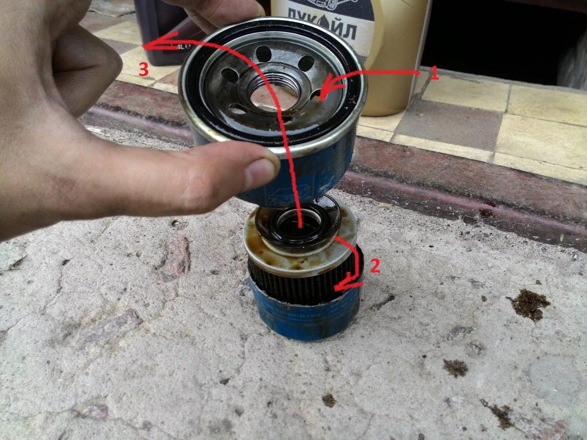 Масляный фильтр Киа в разрезе