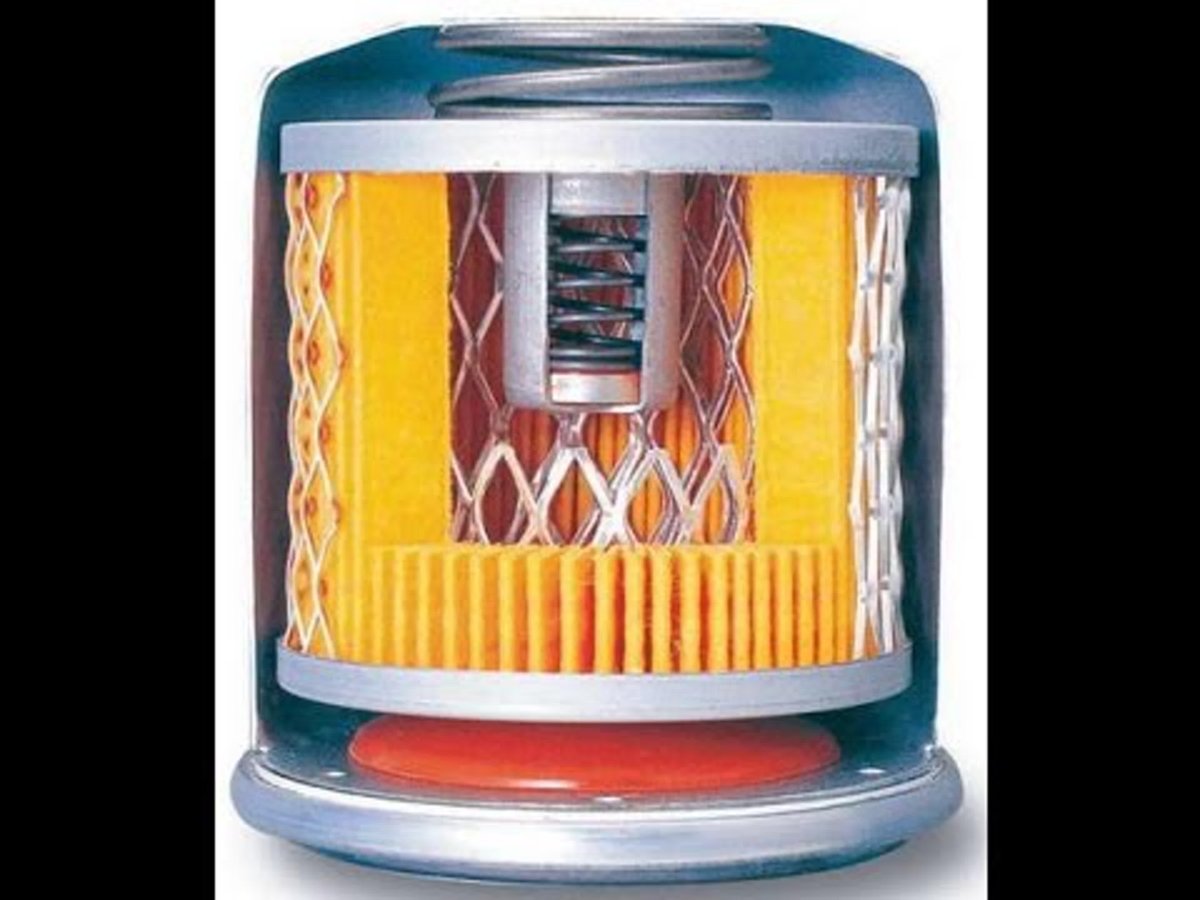 Разрез масляного фильтра автомобиля