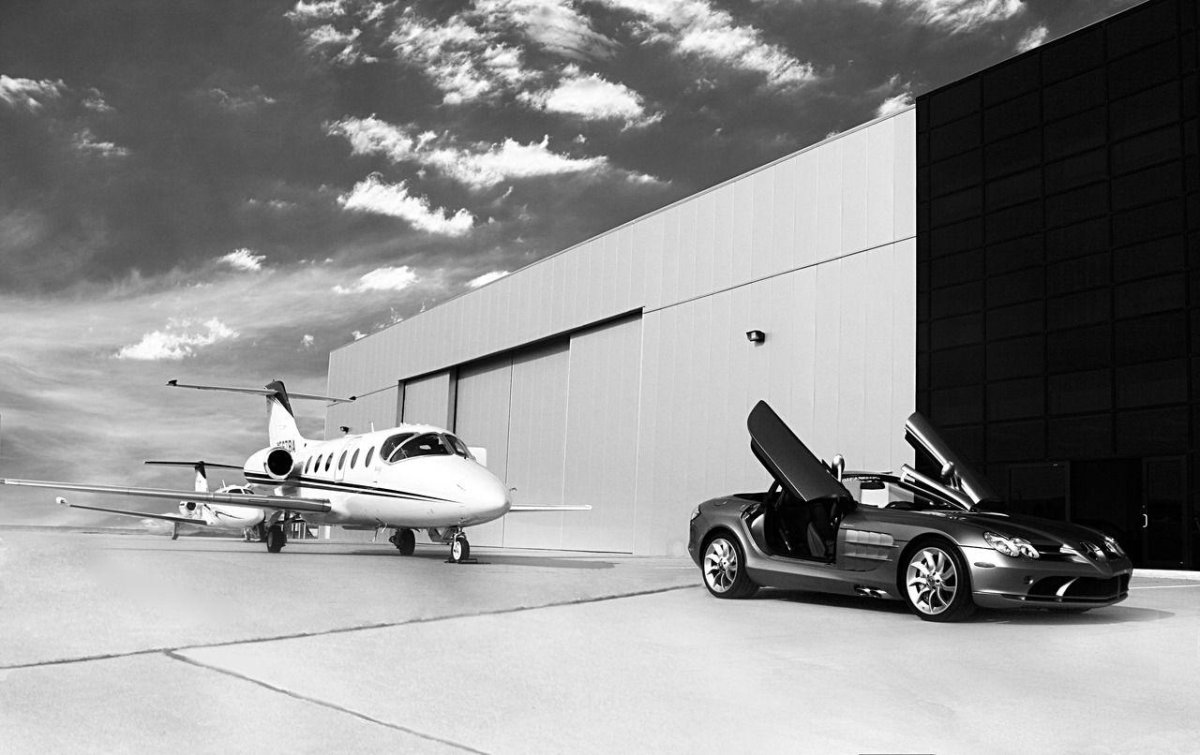 Private Jet and Mercedes