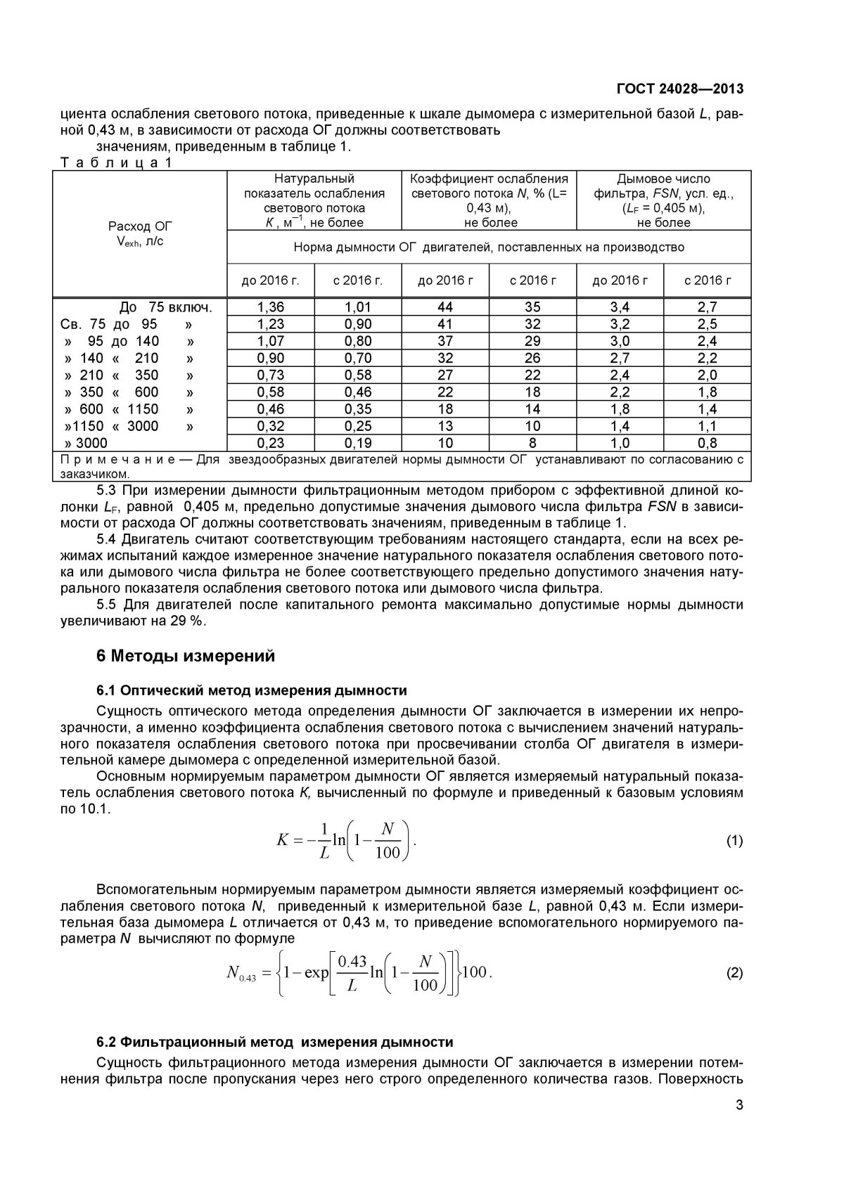 Таблица измерение дымности дизельных двигателей