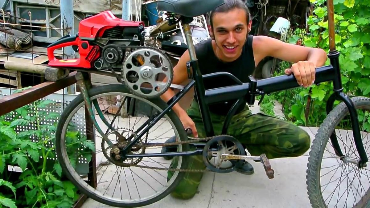 Велосипед с мотором от бензопилы