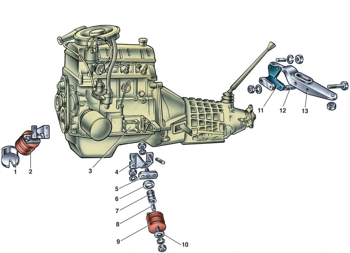 Крепление ДВС ВАЗ 2108