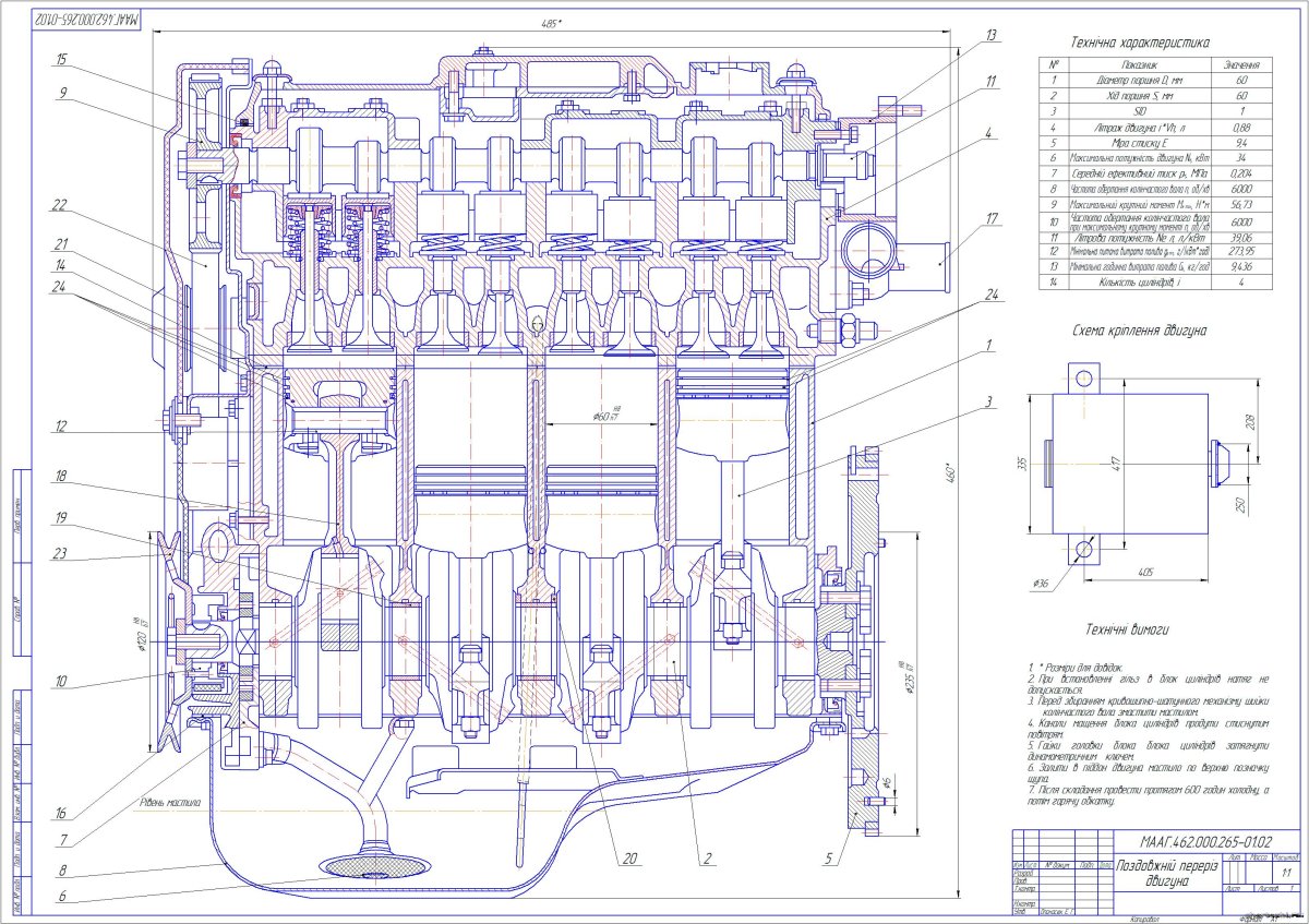 Блок цилиндров ВАЗ 2101 чертеж
