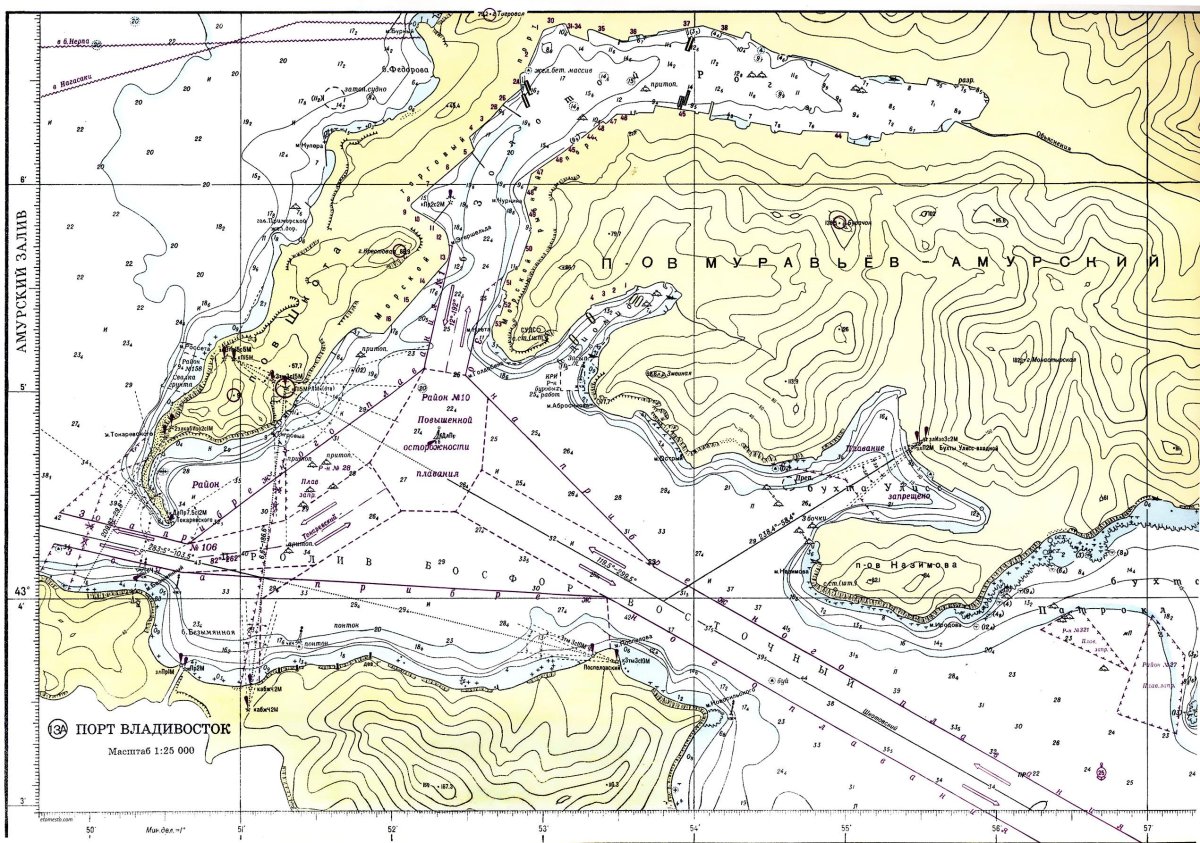Морская навигационная карта порта Владивосток