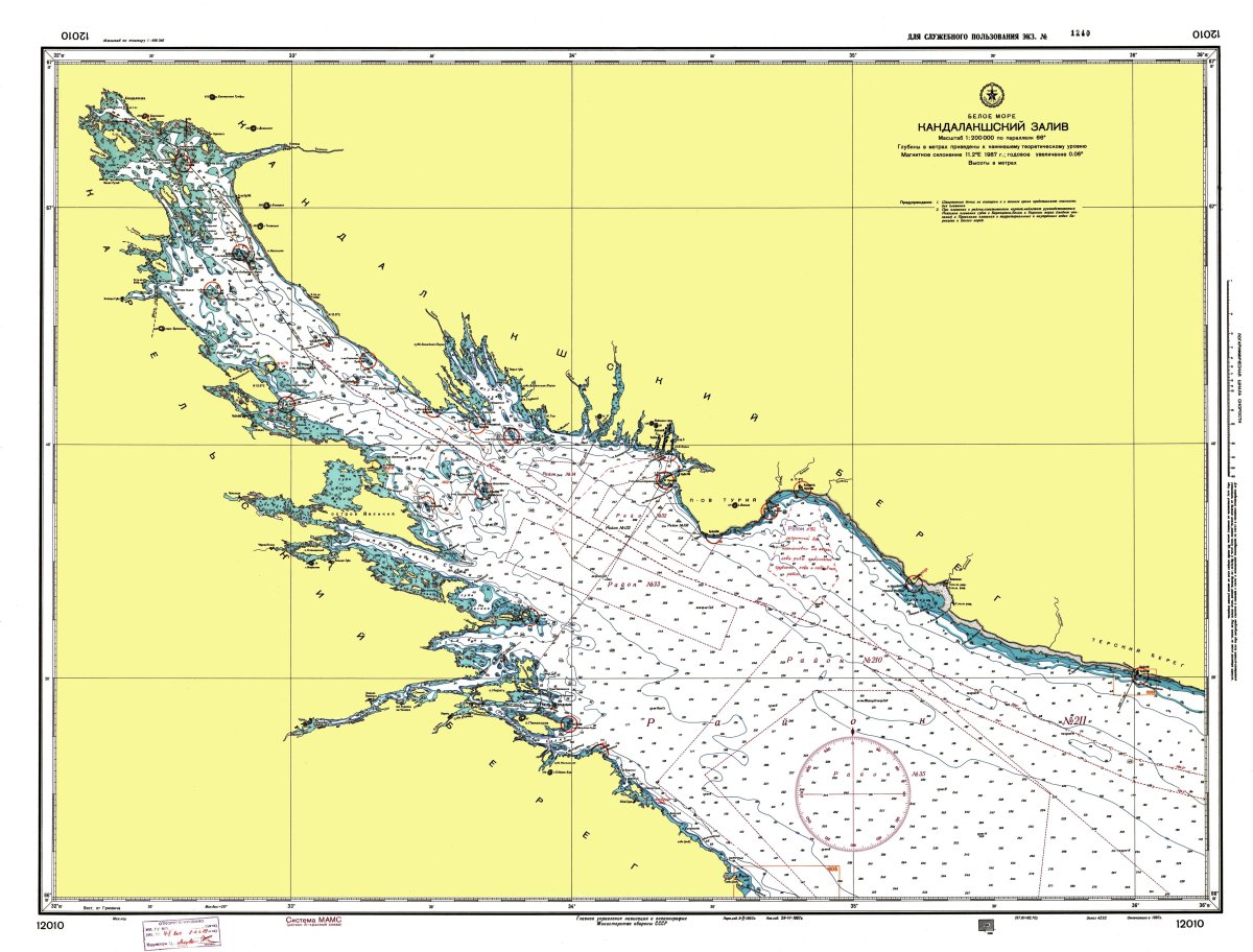 Карта глубин белого моря Кандалакшский залив