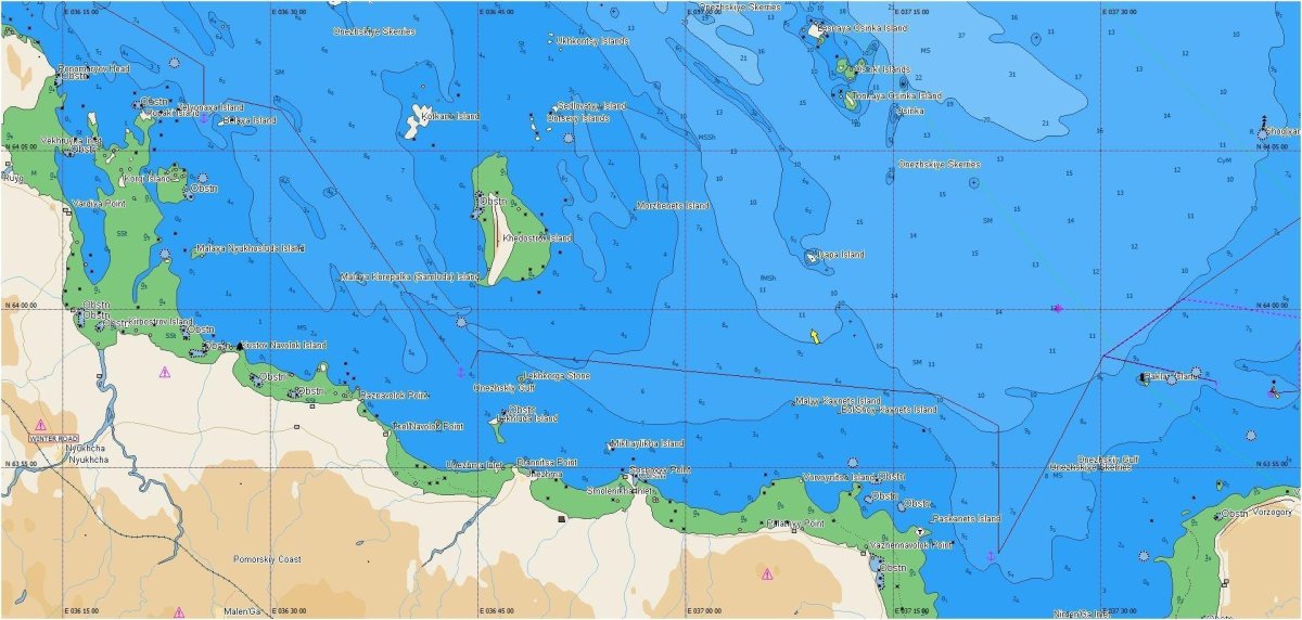 Карта глубин Онежского залива белого моря