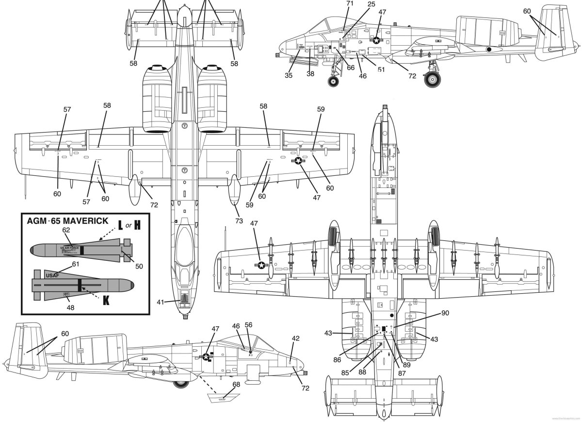 Fairchild Republic a-10 Thunderbolt II чертеж