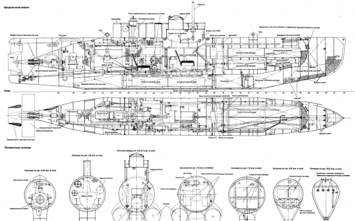 Подводная лодка Seehund чертежи