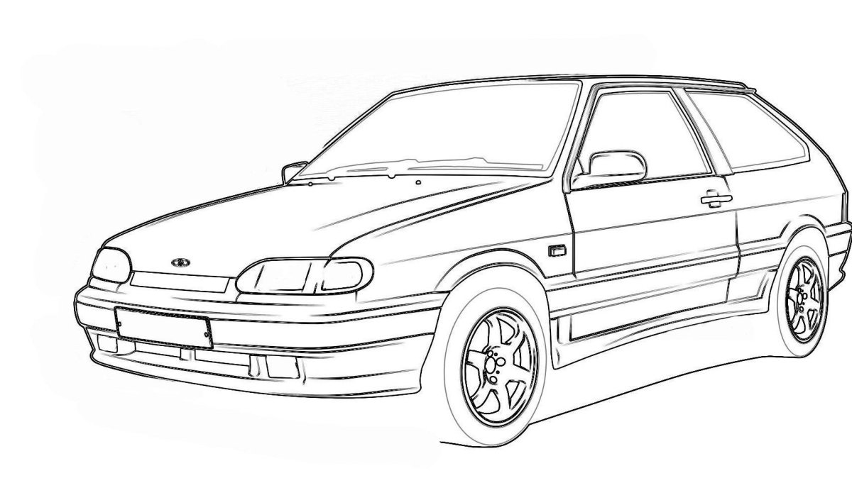 Машина ВАЗ 2115 для раскраски сзади