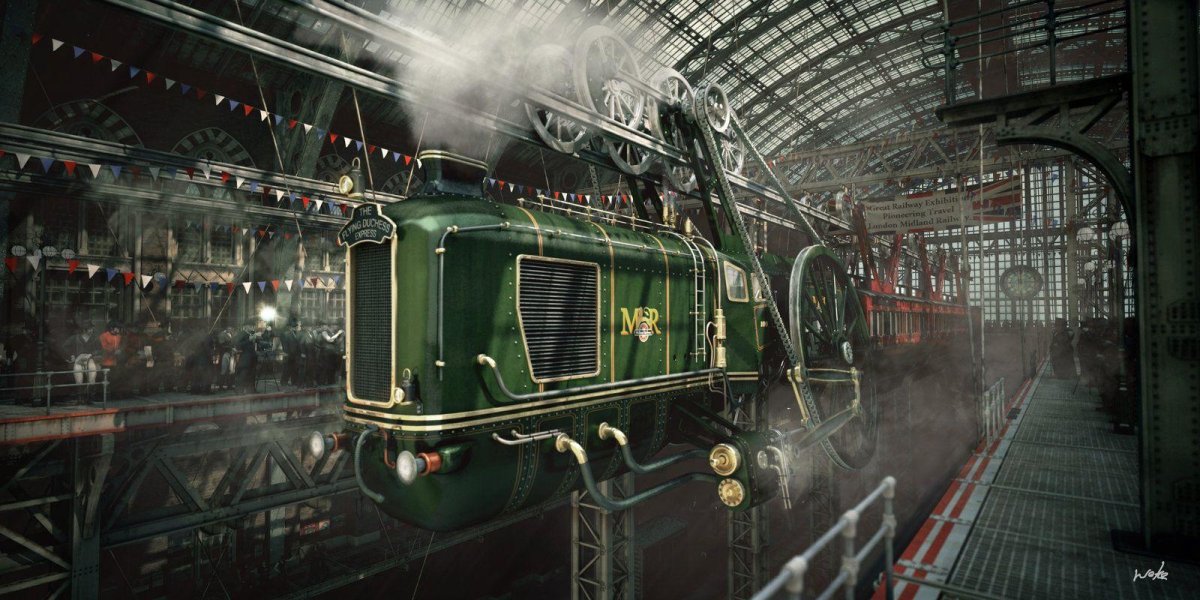 Паровоз дизельпанк монорельс