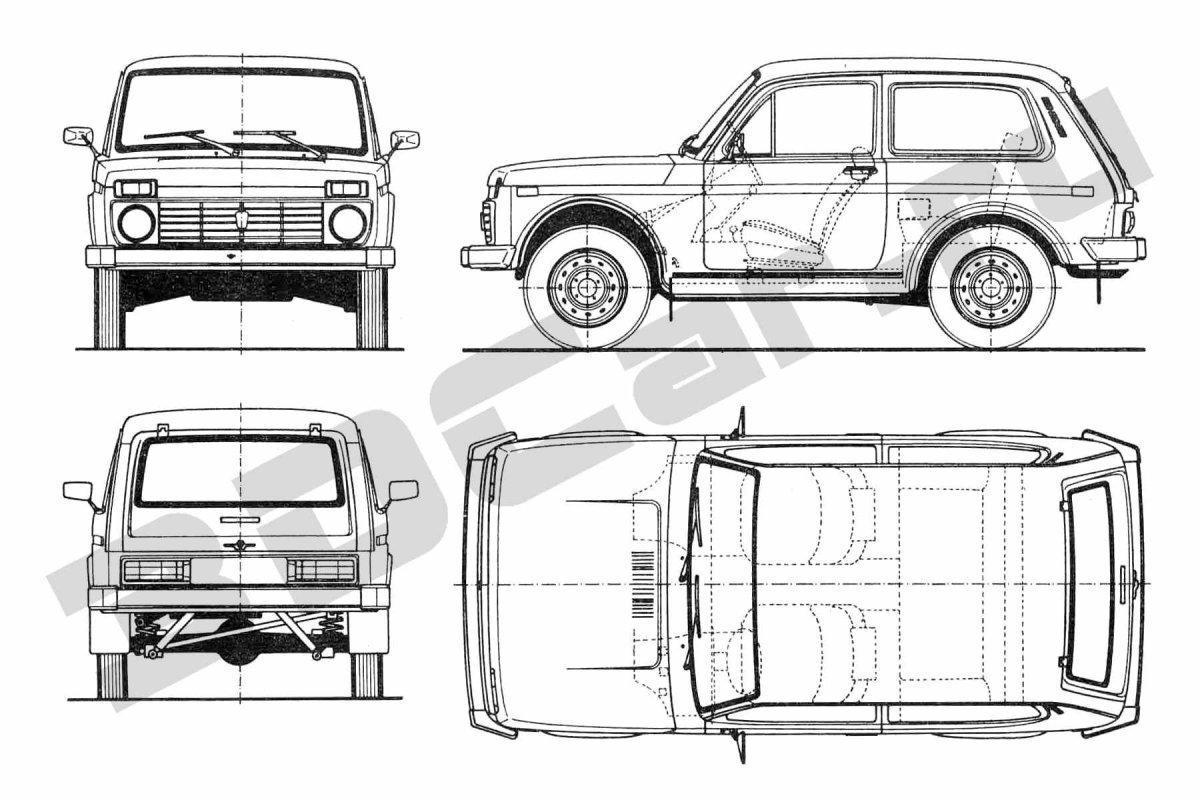 Чертеж ВАЗ 2121 Нива
