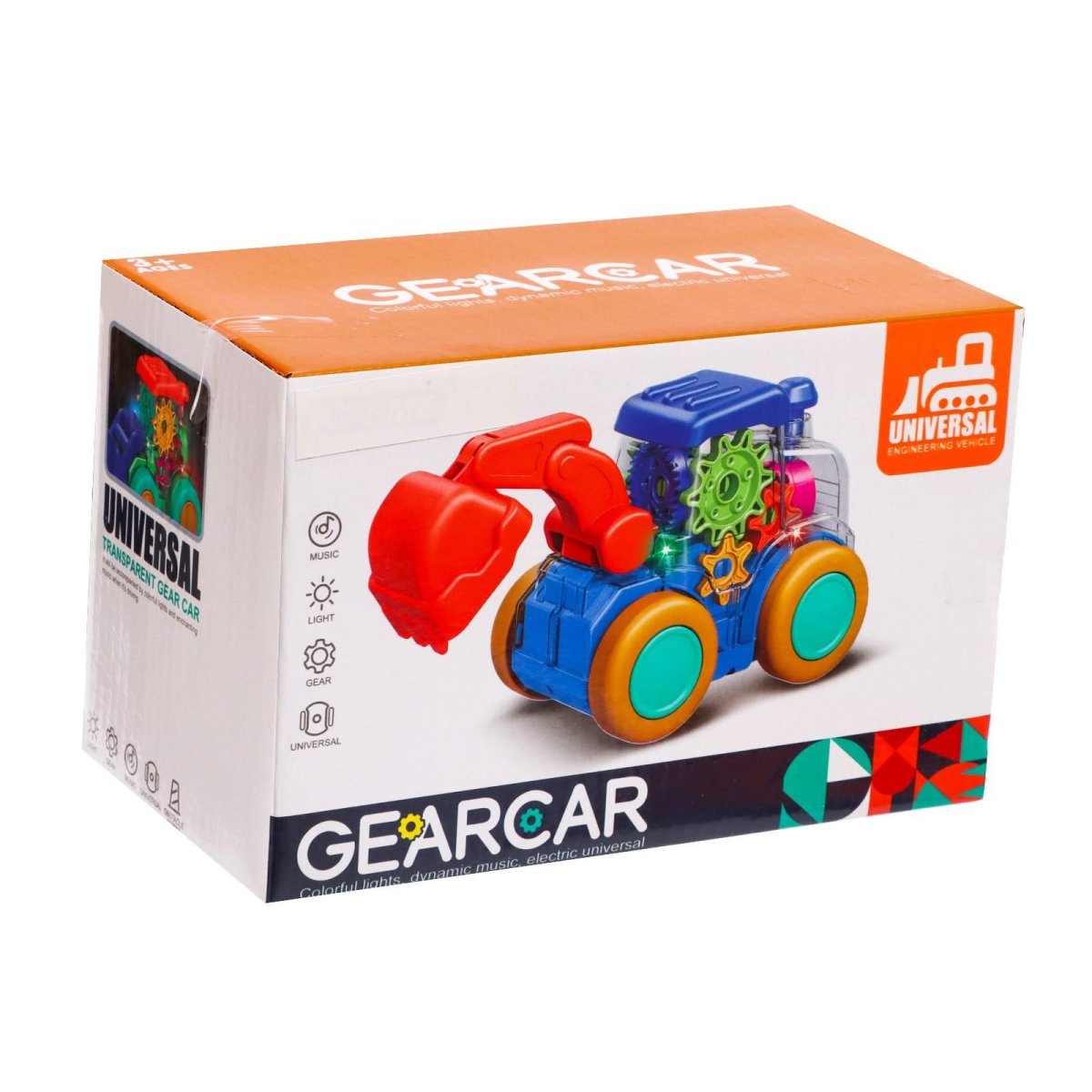 Светящийся музыкальный паровозик Gear Train с шестеренками 20 см