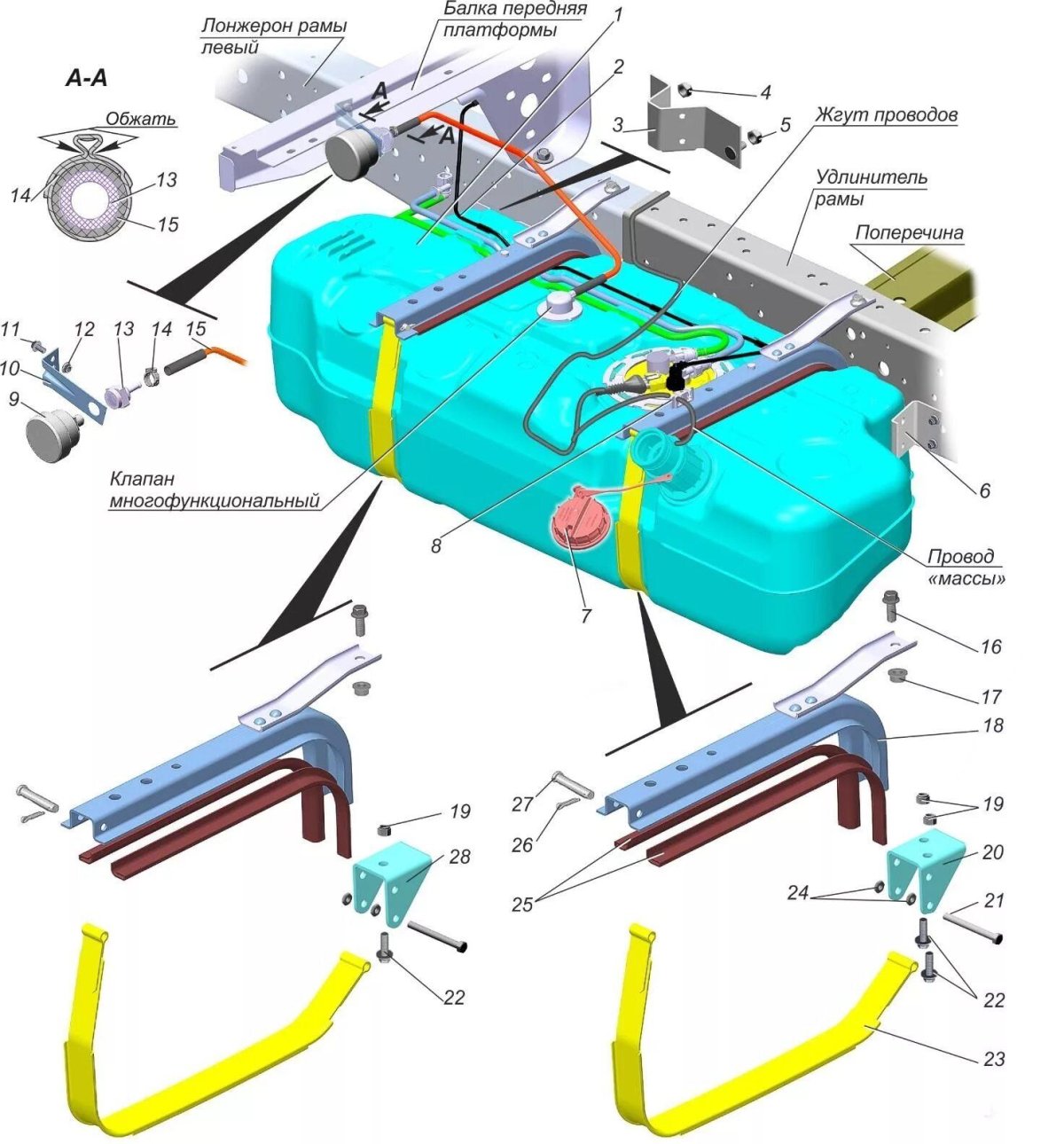 Кронштейн крепления бензобака Газель пластиковый бак