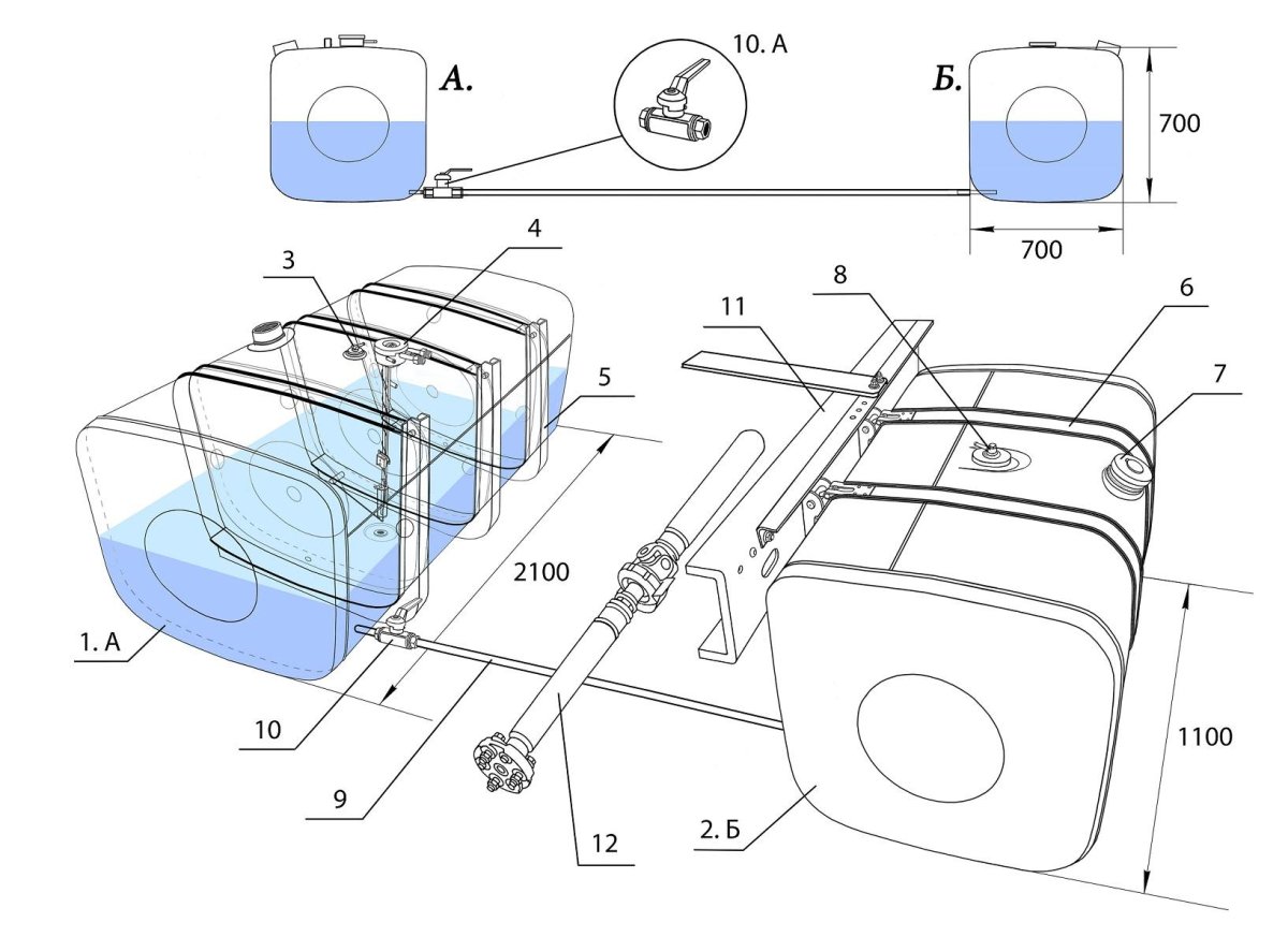 Схема подключения топливных баков КАМАЗ 2 бака