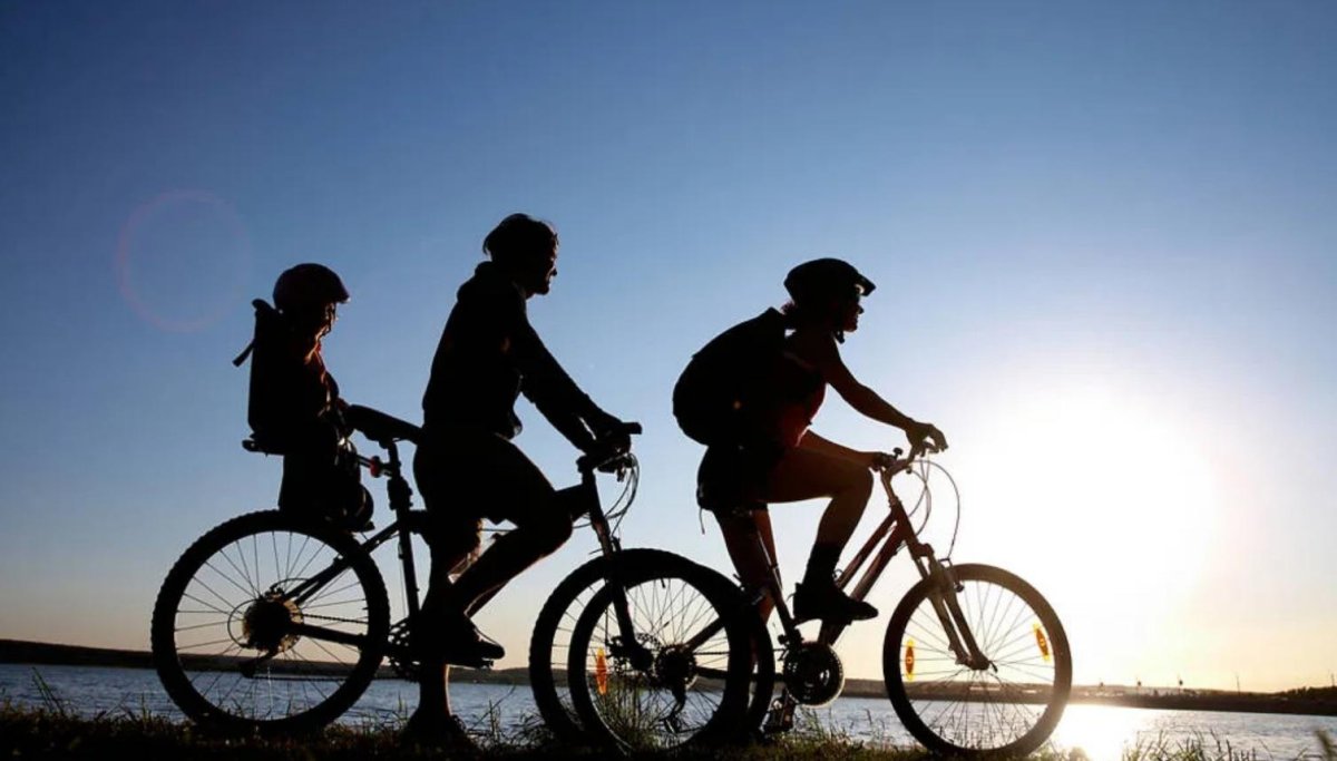 Семья на велосипедах