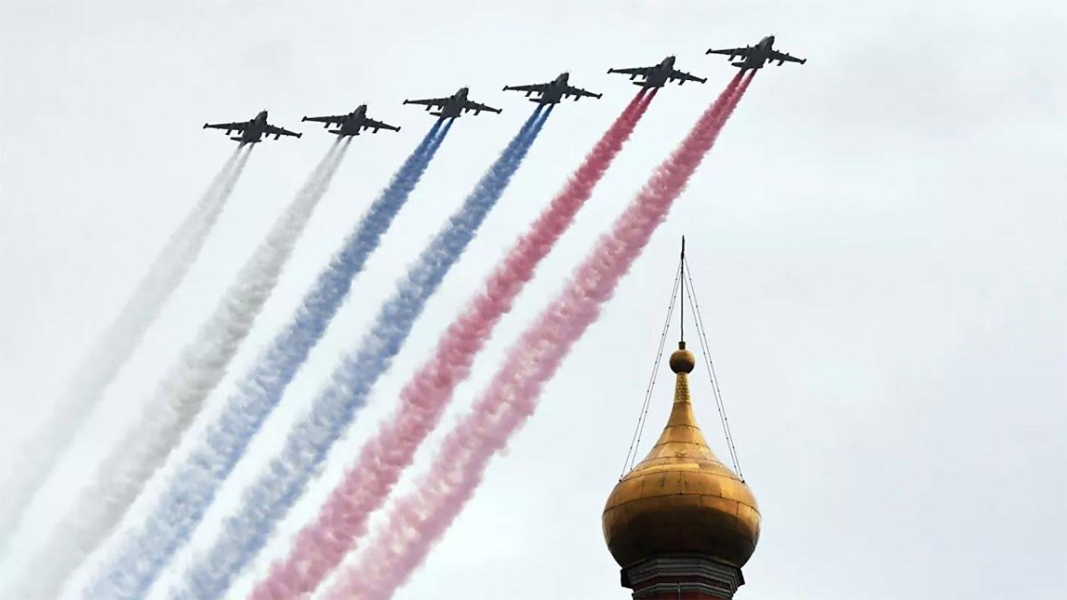 Репетиция авиационной части парада Победы в Москве