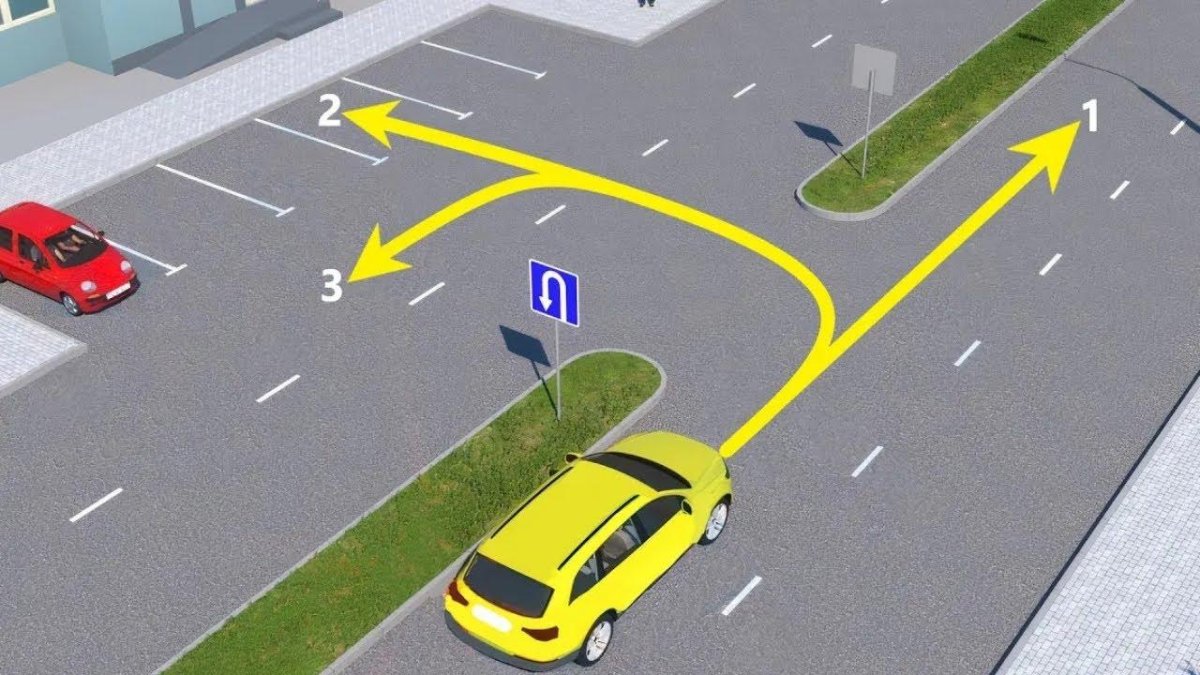 Машина поворачивает налево