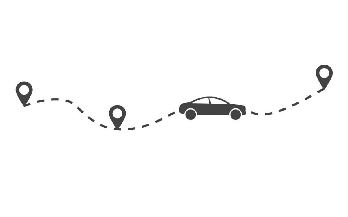 Путь штриховой линией на машине