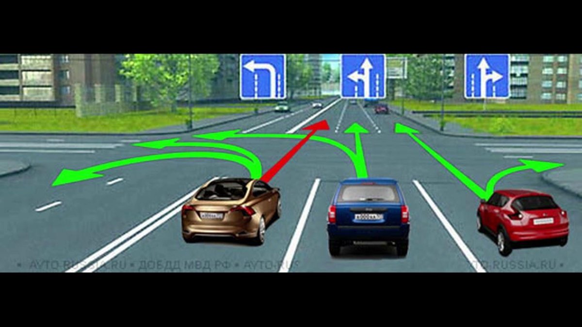 ПДД поворот налево в 2 полосы