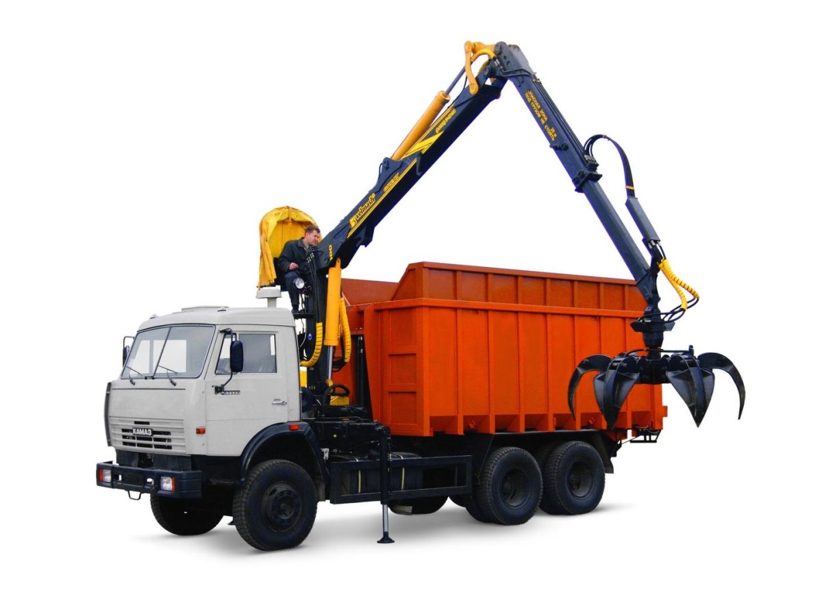 Ломовоз ЗИЛ ( объем кузова 15 кубов) с грейферным погрузчиком.