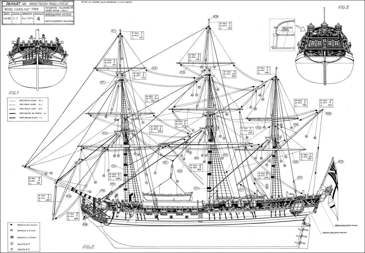 Чертежи парусных кораблей Галеон