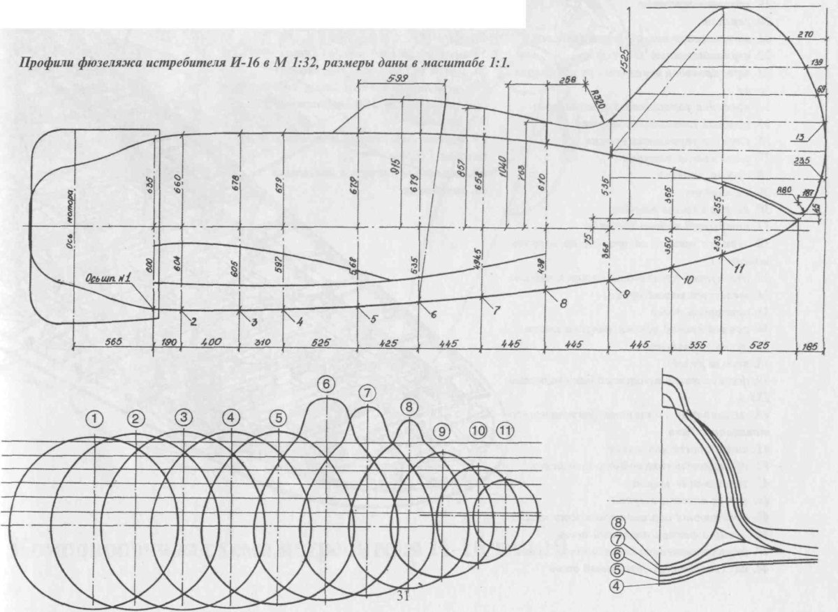 Чертеж авиамодели и-16 Поликарпов