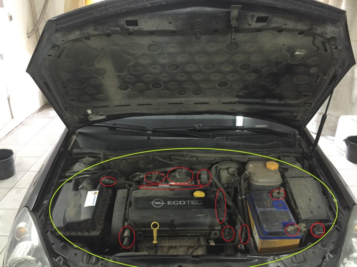 Опель Астра h мойка двигателя