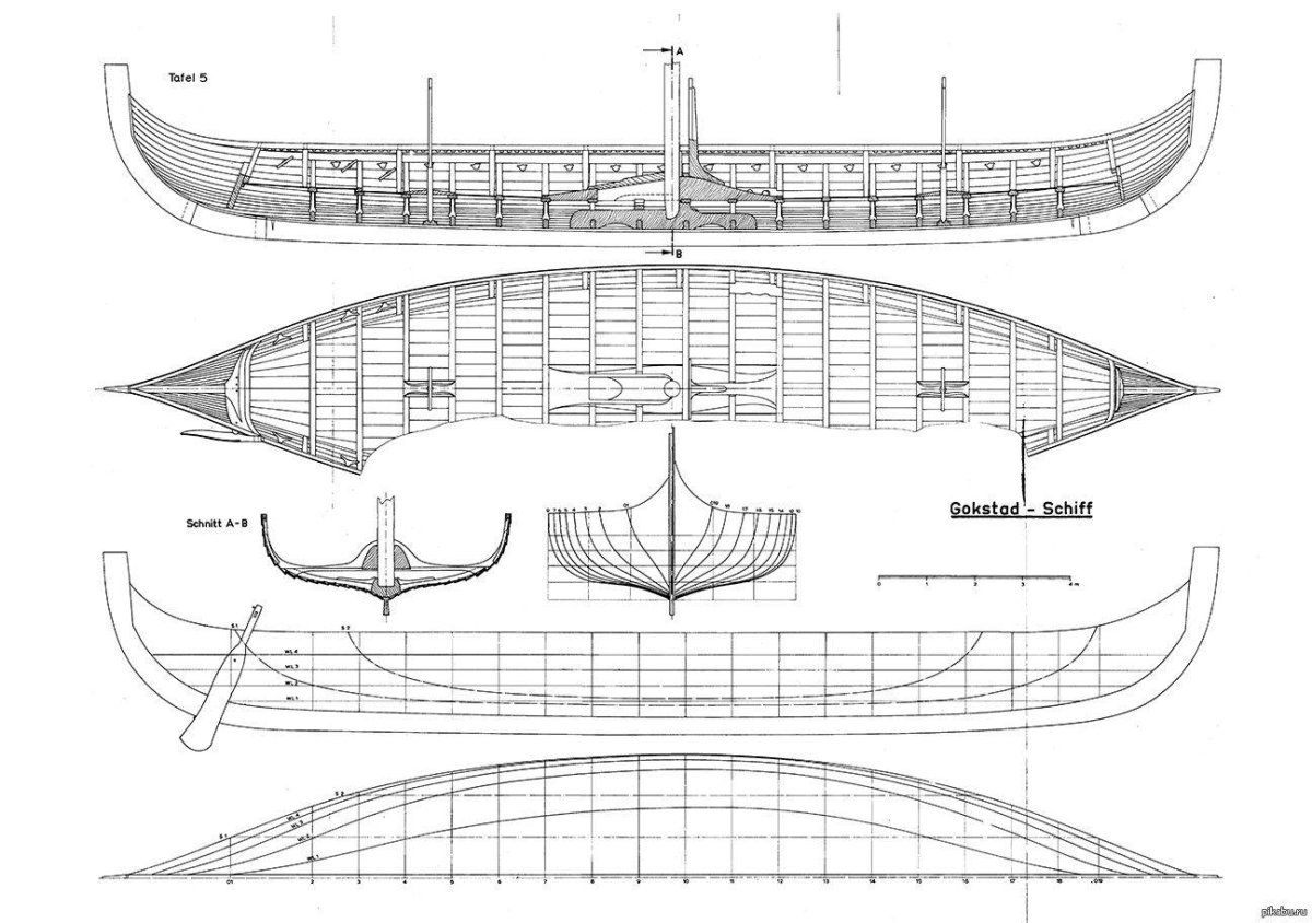 Чертежи корабля викингов Кнорр
