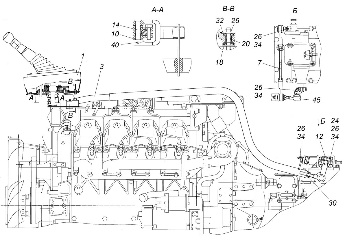 Привод управления КПП КПП КАМАЗ 6520