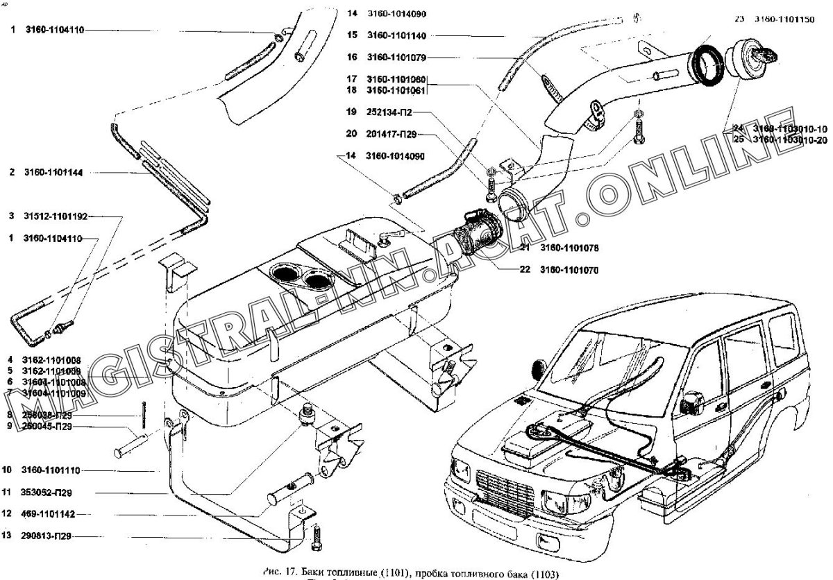Бак топливный УАЗ-3160 правый