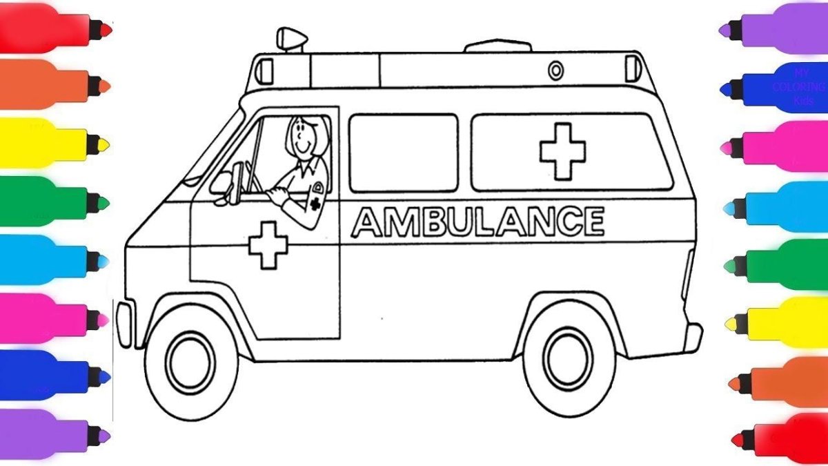 Раскраска машинки скорая