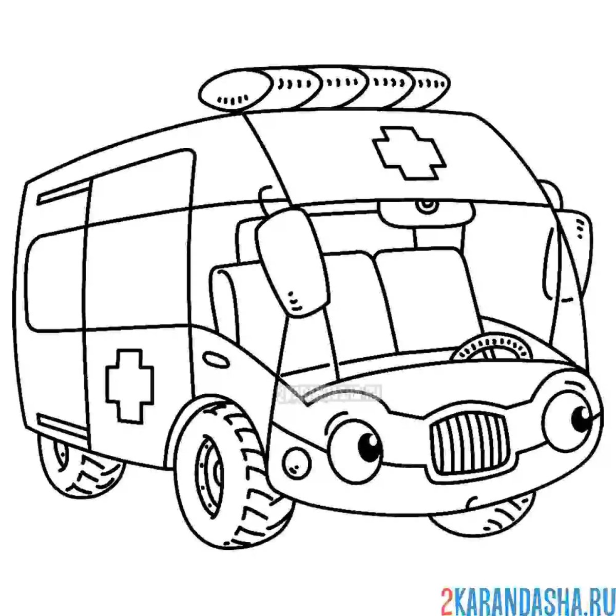 Раскраска медицинская машина