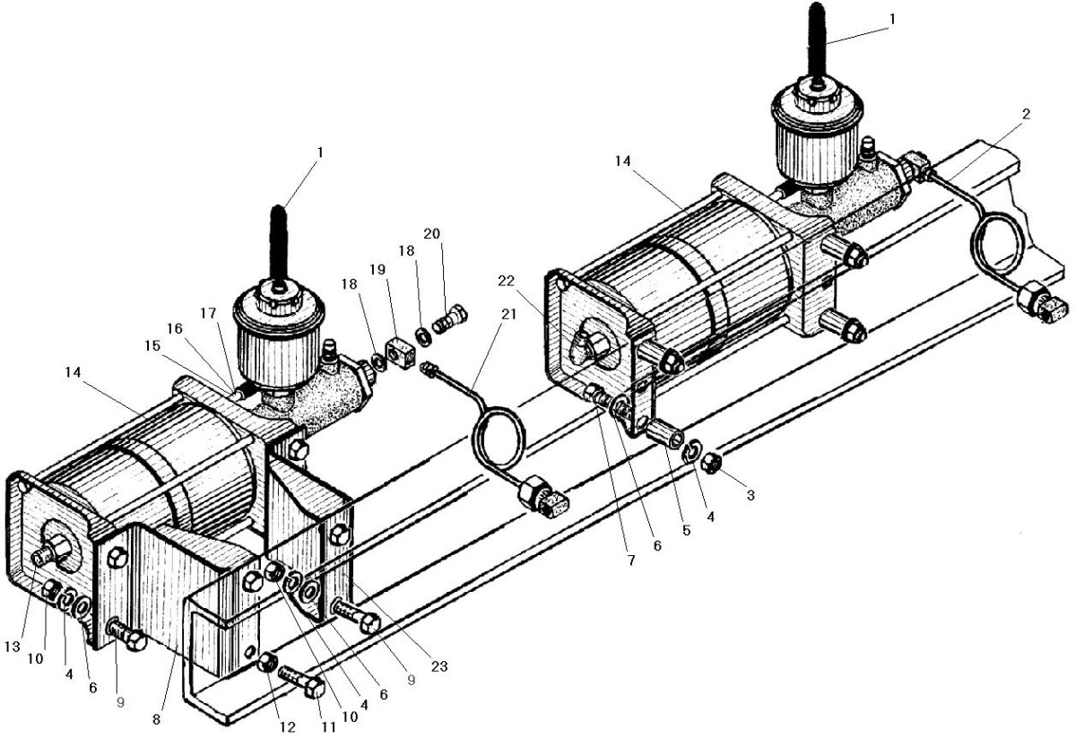 Усилитель пневматический с главным тормозным цилиндром Урал 4320