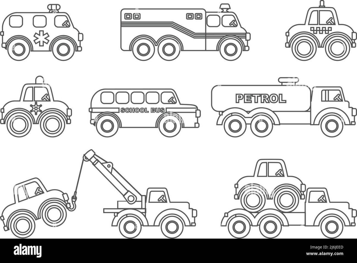 Раскраски для мальчиков много машин