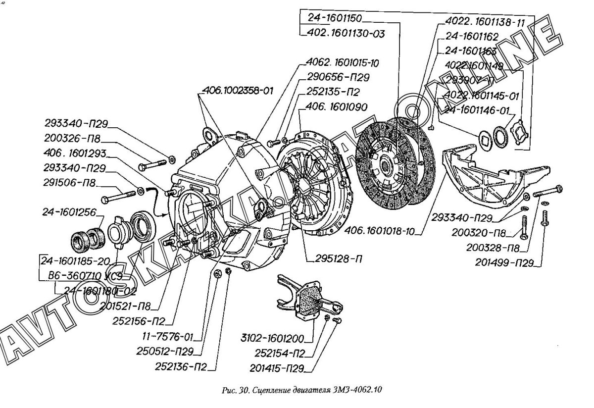 Сцепление 402 двигатель схема