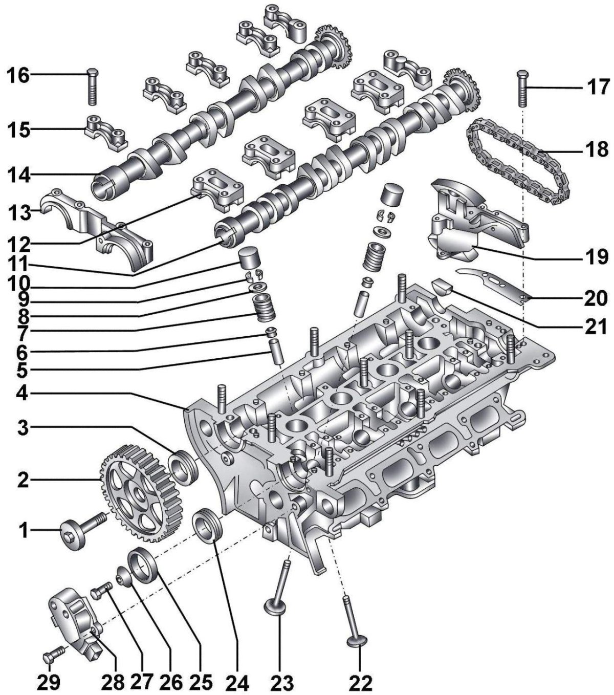 Головка блока цилиндров Шкода Октавия 1.6 схема