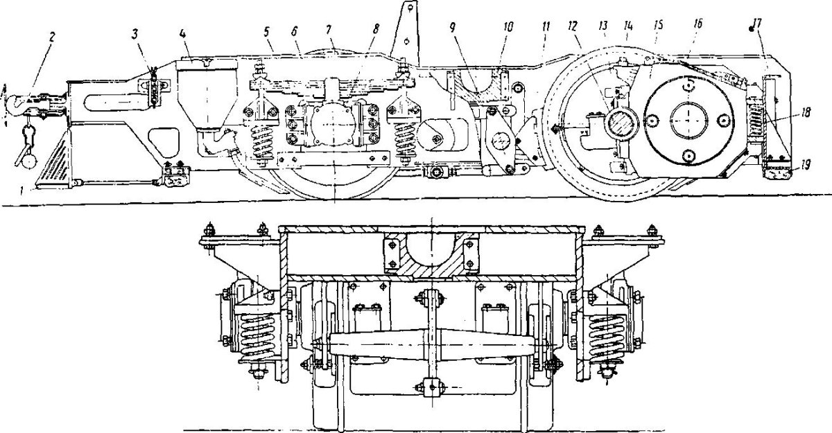 Чертеж тележки тепловоза ту2