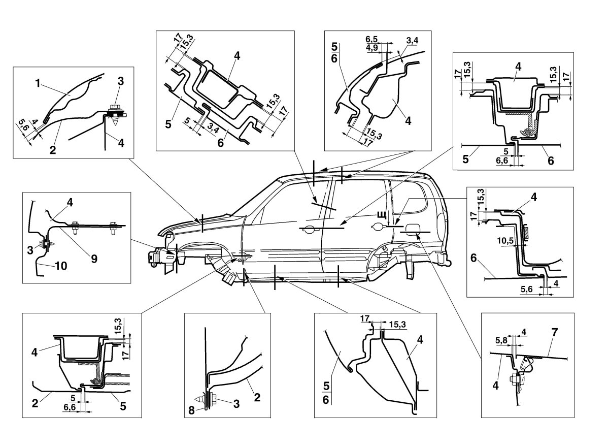 Нива Шевроле чертежи кузова