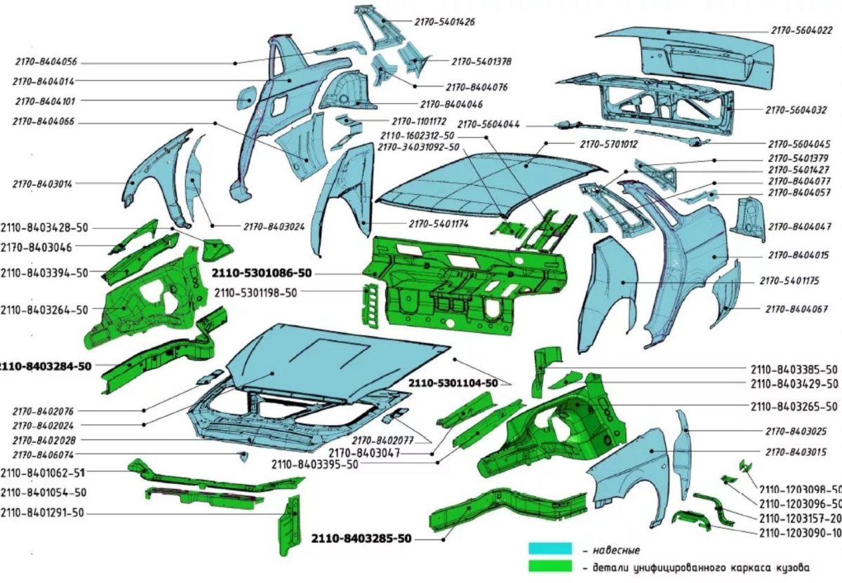 Детали кузова автомобиля ВАЗ 2110