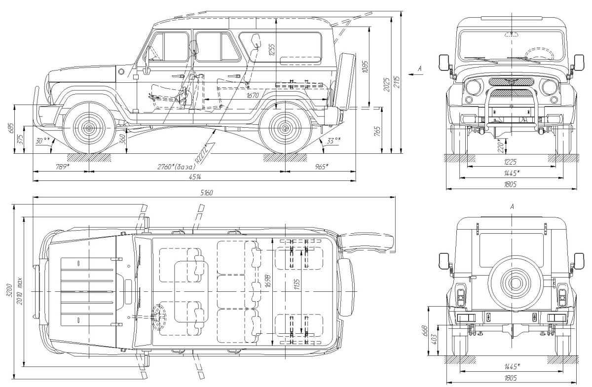 Размеры кузова УАЗ 469